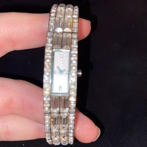 DKNY blinged out stainless steel watch